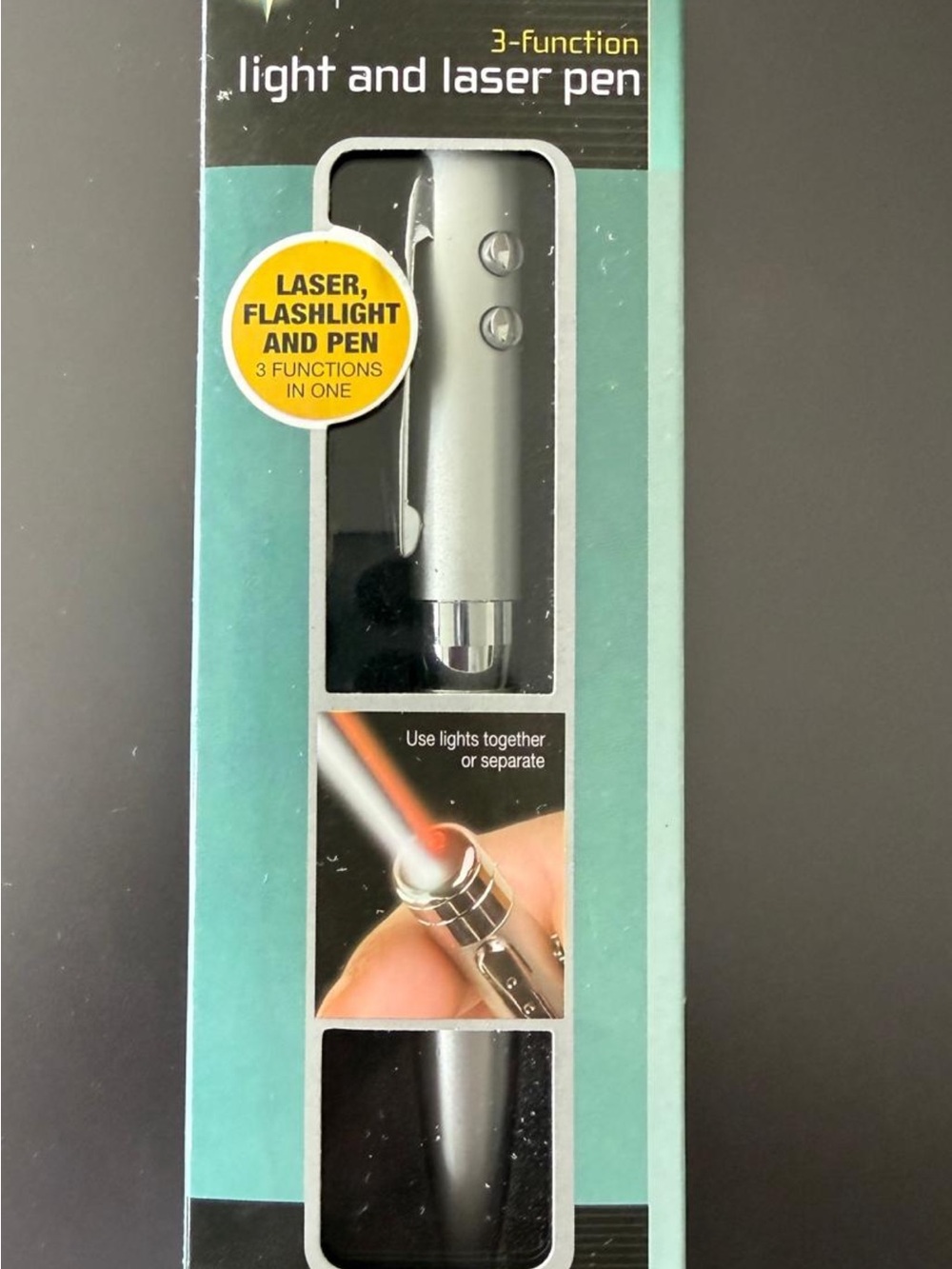 Silver 3-in-1 Laser Pointer, Flashlight & Pen with Clip